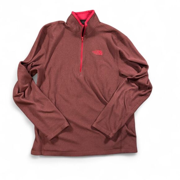 The North Face Fleece Men M Red Brown Polyester Quarter Zip Pullover Outdoor - Picture 1 of 6